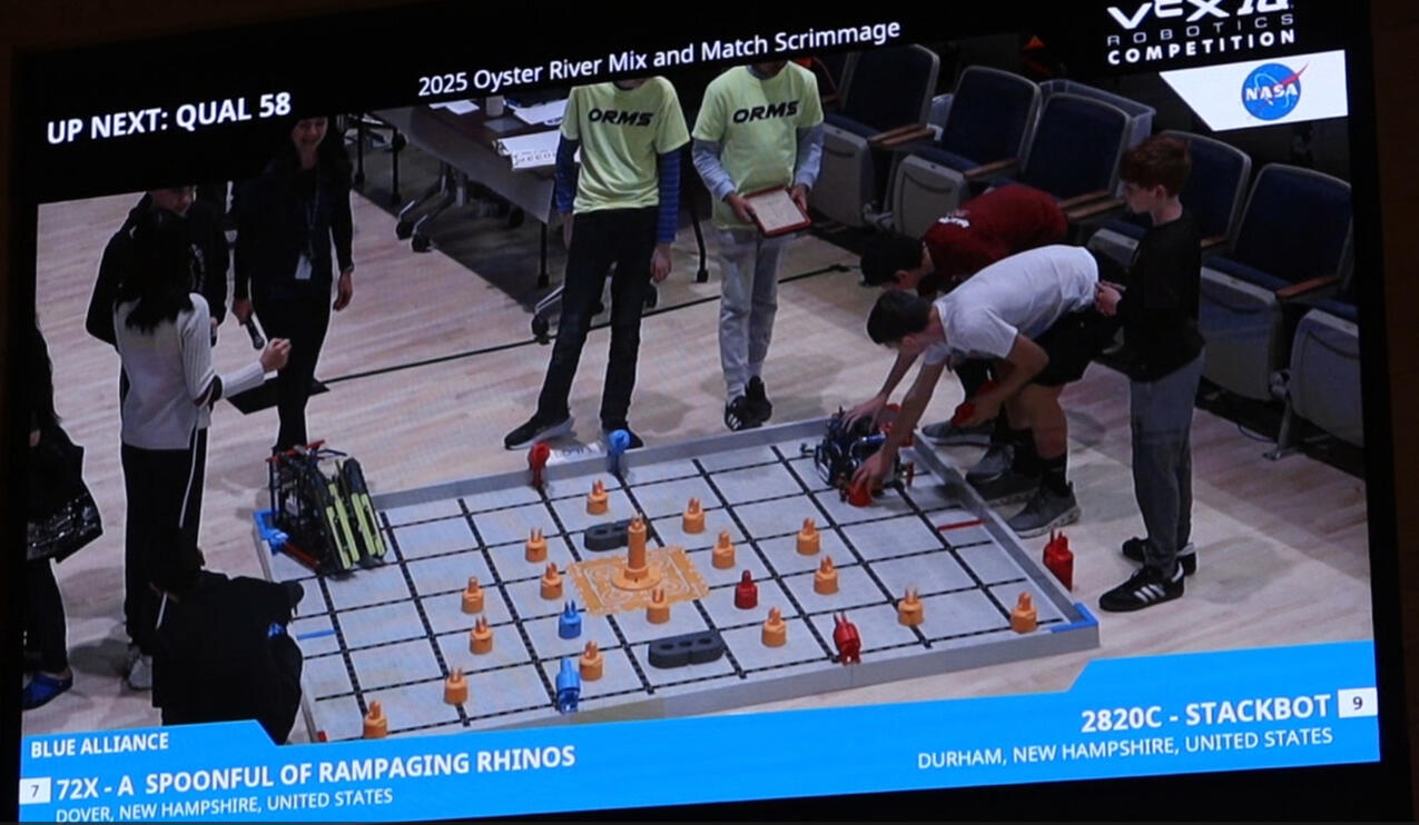 Our team, 2820C Stackbot is paired with another team in a 1-minute match.