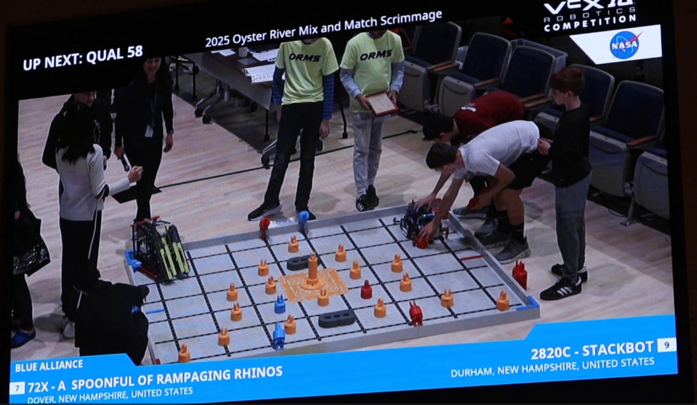 Our team, 2820C Stackbot is paired with another team in a 1-minute match.