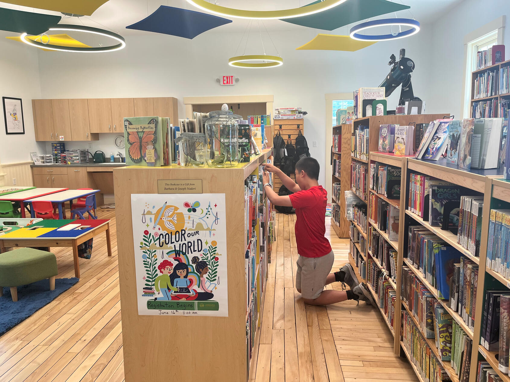 Organizing books at the Lee Library